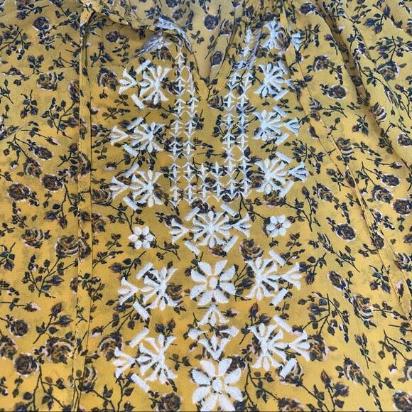 Mason & Belle blouse Stitch Fix Boho Peasant Top SZ XS yellow floral flowy - Picture 7 of 14